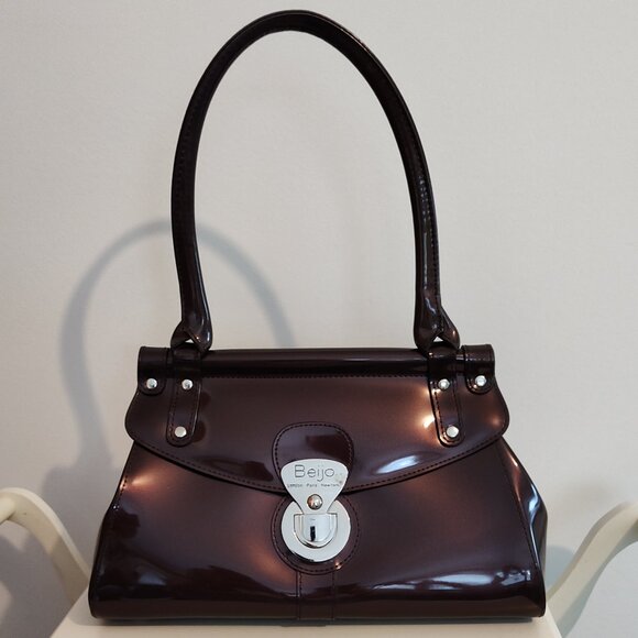 Beijo chocolate brown purse with lustrous pearlescent finish, VG used condition - Picture 1 of 7